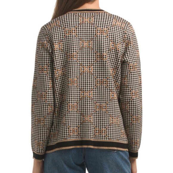 ANNE KLEIN Long Sleeve Tipped Crew Neck Sweater - Picture 2 of 3